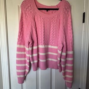 Express Pink and Cream Striped Sweater
